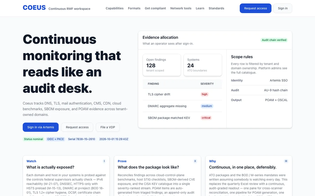 Coeus on a desktop